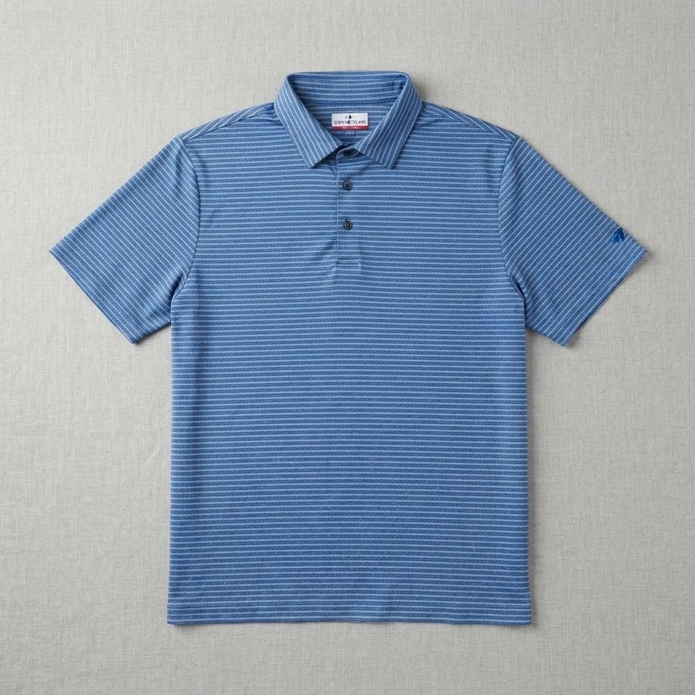 Grand Slam Performance Mens Blue Striped Short Sleeve Golf Polo Shirt Large